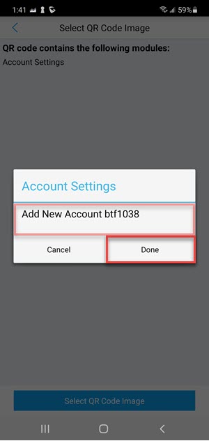 Image: Click done to create account