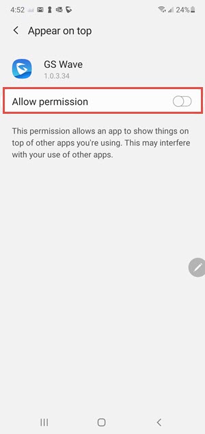 Image: Go to Appear on Top Permission